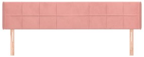 Cabeceira de cama c/ abas veludo 203x16x78/88 cm rosa