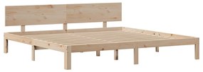 Estrutura de cama com cabeceira 200x200 cm pinho maciço