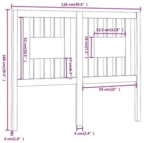 Cabeceira de cama 126x4x100 cm pinho maciço cinzento