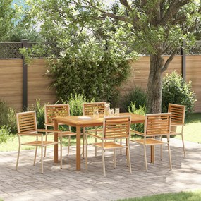 Conjunto de Jantar vidaXL de 7 Peças para Jardim em Rattan Bege de Acácia
