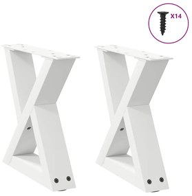 vidaXL Pés para mesa de centro 2 peças, branco, 40x(30-31,3) cm, aço