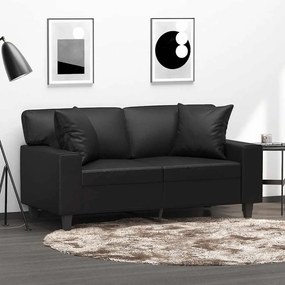 vidaXL Sofá 2 lugares c/ almofadas/almofadões 120cm couro artif. preto