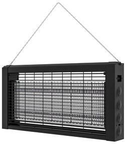 HOMCOM Lâmpada Anti-Mosquitos com Luz LED Mata Mosquitos Elétrico 8W Efetivo para 60 m² com Corrente para Jardim 49x6x25 cm Preto