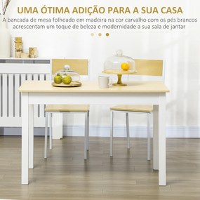 Mesa de Sala de Jantar de Madeira Retangular para 4-6 Pessoas Estilo Moderno 119x70x76 cm Carvalho e Branco