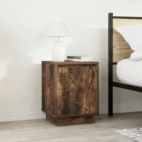 Mesas cabeceira c/ luzes LED 2 pcs 38x34x50 cm carvalho fumado