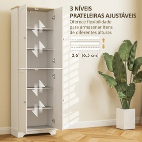 Armário de Cozinha Armário Alto de Cozinha Móvel Auxiliar de Cozinha com 4 Portas e Prateleiras Ajustáveis 60x30x183 cm Branco