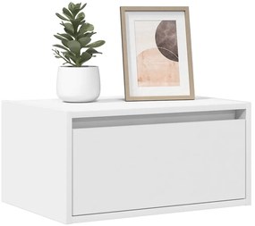 Mesas de cabeceira de parede com luzes LED 2 pcs branco