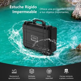 Mala de transporte rígida impermeável em polipropileno Mala para ferramentas electrónicas com enchimento de espuma 47 x 37 x 18 cm Preto