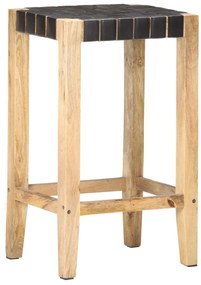 Bancos de bar 2 pcs 75 cm couro genuíno preto