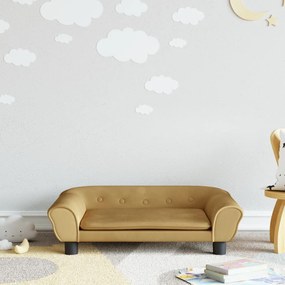vidaXL Sofá infantil 70x45x26 cm veludo castanho