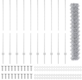 Cerca de Chain Link com 20 U Posts Prateado 1.4x10 m Aço