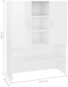 Armário máquina de lavar 70,5x25,5x90 cm branco brilhante