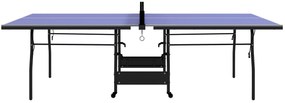 Mesa de Ping Pong Dobrável Profissional com Rodas Inclui 2 Raquetes e 3 Bolas para Interior e Exterior 274x152,5x76 cm Azul