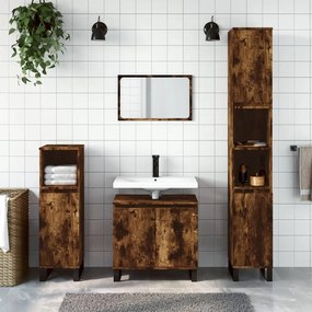 vidaXL 3 pcs conjunto móveis WC derivados de madeira carvalho fumado