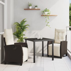 Conjunto de Jantar de Jardim 3 Peças Castanho em Rattan