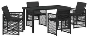 Conjunto de Jantar de 5 Peças do vidaXL com Almofadas Pretas de Poli R