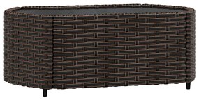 3 pcs conjunto lounge jardim c/ almofadões vime PE castanho