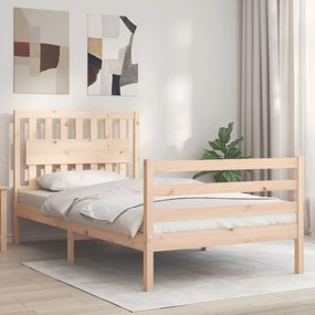 vidaXL Estrutura de cama com cabeceira 100x200 cm madeira maciça