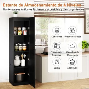 Armário Despensa 38 x 40 x 149 cm com 4 níveis e porta para cozinha e sala de estar Preto
