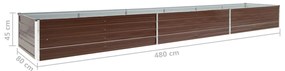 Canteiro elevado de jardim aço galvanizado 480x80x45cm castanho