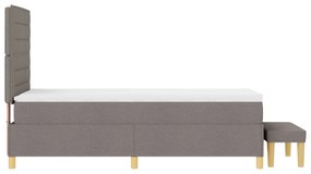 Cama Box com Colchão e Banco Taupe 100x200 cm Tecido