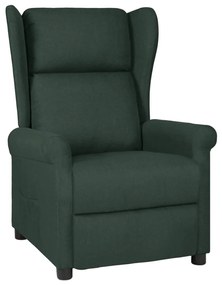 vidaXL Poltrona reclinável tecido verde-escuro