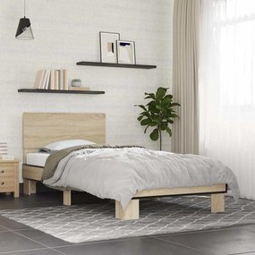 vidaXL Estrutura de cama derivados de madeira e metal carvalho sonoma