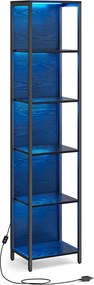 Estante com 6 níveis com luzes LED 30,3 x 40 x 178,6 cm Preta