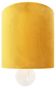Candeeiro de parede vintage branco com máscara de veludo amarelo - Matt Retro