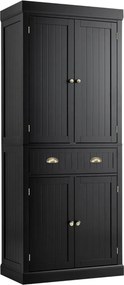 Armário arrumação multifuncional de 2 portas com gaveta para sala de estar Sala de jantar e cozinha 76 x 40 x 183 cm Preto