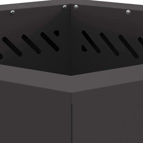 Fogueira Sem Fumaça Hexagonal Preta 48x48x51 cm Aço