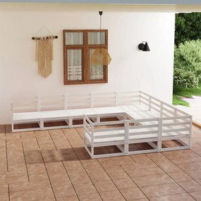 10 pcs conjunto lounge de jardim pinho maciço