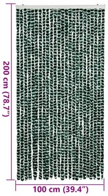 Cortina anti-insetos 100x200 cm chenille verde e branco