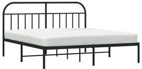 Estrutura de cama com cabeceira 160x200 cm metal preto