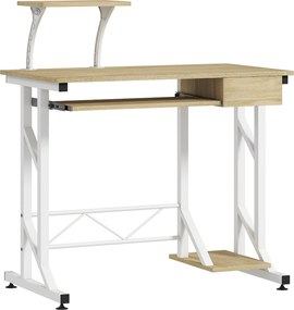 Secretária para Computador com Bandeja para Teclado e Gaveta Mesa de Estudo para Escritório 90x50x100 cm cor Carvalho