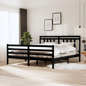 vidaXL Estrutura de cama super king 180x200 cm madeira maciça preto