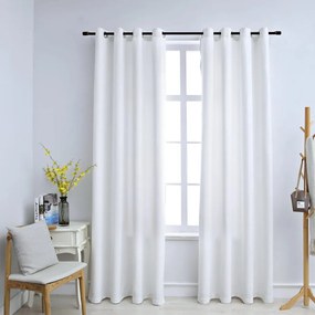 134482 vidaXL Cortinas blackout c/ argolas metal 2 pcs 140x175 cm branco sujo