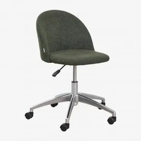 Cadeira De Escritório Com Rodas Estofada Kana Bouclé Verde Army - Sklum