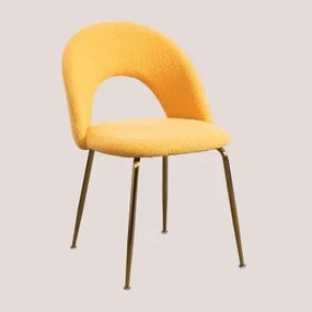 Cadeira de Jantar em Chenille Glorys Style Amarelo Caril & Dourado - Sklum