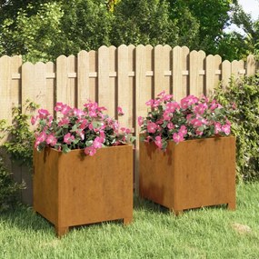 Vasos/floreiras c/ pernas 2 pcs 32x30x33 aço corten enferrujado