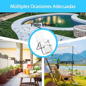 Conjunto de 2 espreguiçadeiras reclináveis dobráveis jardim PP Patio Lounger com encosto de 7 posições e apoio para os pés confortável para jardim pis