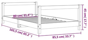 Estrutura de cama infantil 80x160 cm pinho maciço