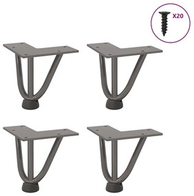 Pernas de grampo para mesa de centro 4 peças Aço natural 10 cm Aço mac
