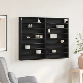 vidaXL Gabinete Vitrine Preto Carvalho 100x8,5x75 cm Madeira engenheirada