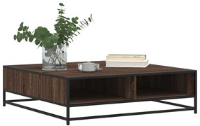 Mesa de centro derivados de madeira e metal carvalho castanho