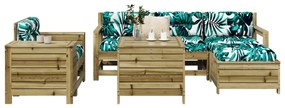 7 pcs conjunto sofás jardim madeira de pinho impregnada
