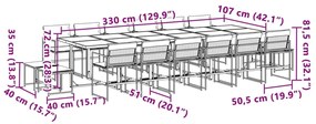 17 pcs conj. de jantar p/ jardim c/ almofadões textilene branco