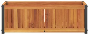 Vaso/floreira de jardim 80x30x27,5 cm acácia maciça e aço
