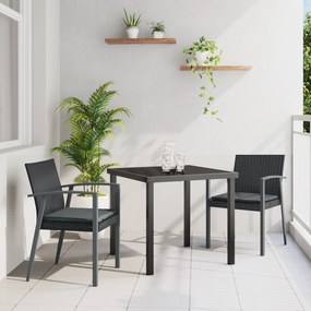 Conjunto de Jantar de Jardim 3 Peças com Almofadas Pretas Rattan Sinté