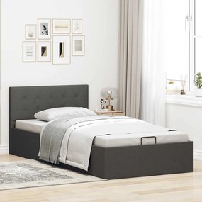 Cama Hidráulica Karen com Arrumação - 100x200cm - Em Tecido Cinza-Escu